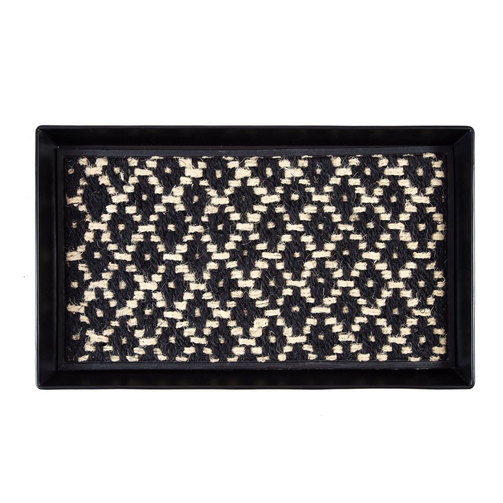 Metal Boot Tray Black, Ivory Coir Insert - Natural Rug Co