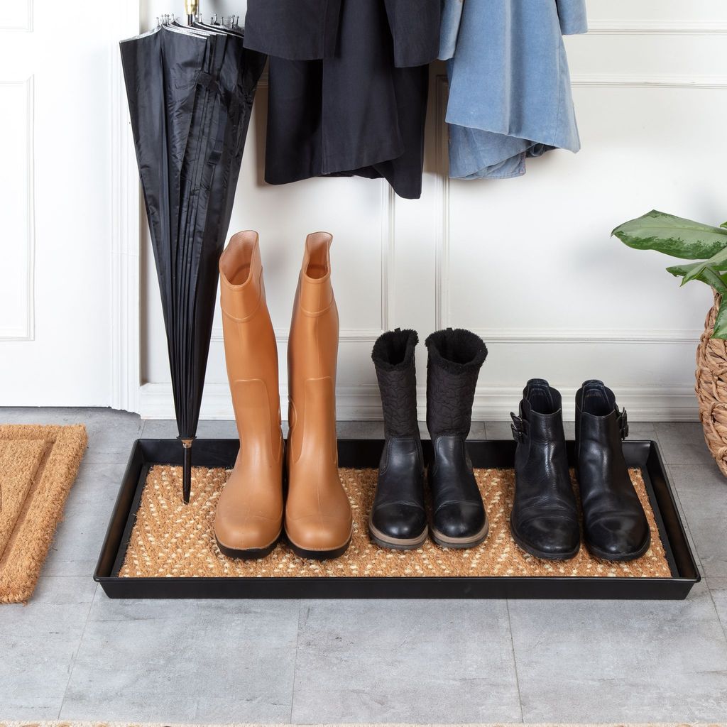 Jani Natural & Recycled Rubber Boot Tray with Cross Embossed Coir