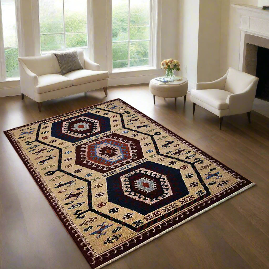 Hand Knotted Afghan Wool And Silk Area Rugs and Runners - Assorted Colors, Patterns and Sizes