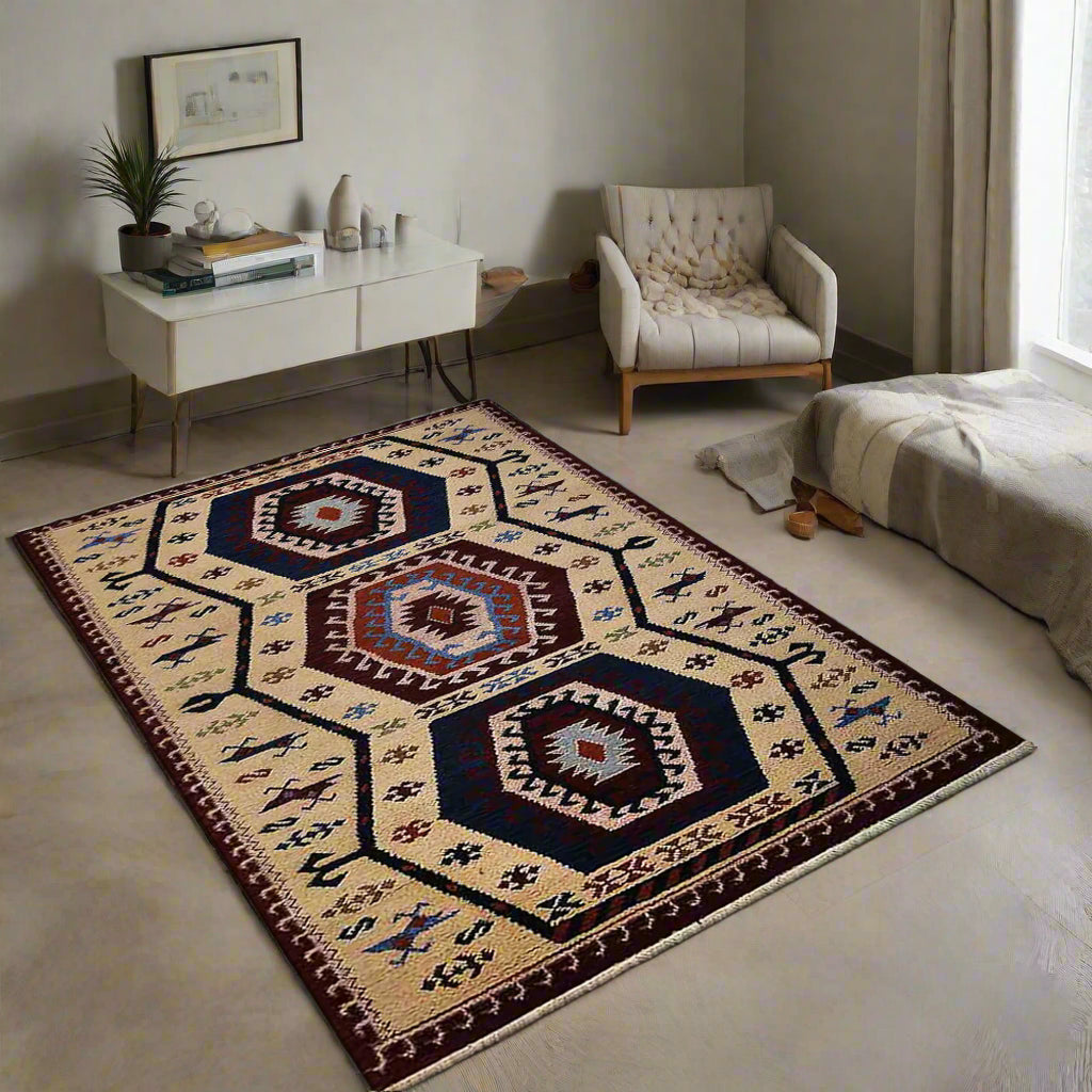 Hand Knotted Afghan Wool And Silk Area Rugs and Runners - Assorted Colors, Patterns and Sizes