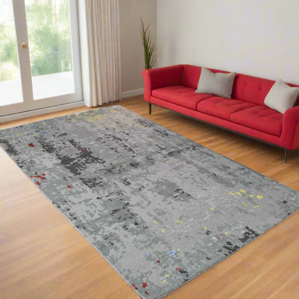 Hand Knotted Bamboo Silk and Wool Area Rug - Assorted Colors and Sizes