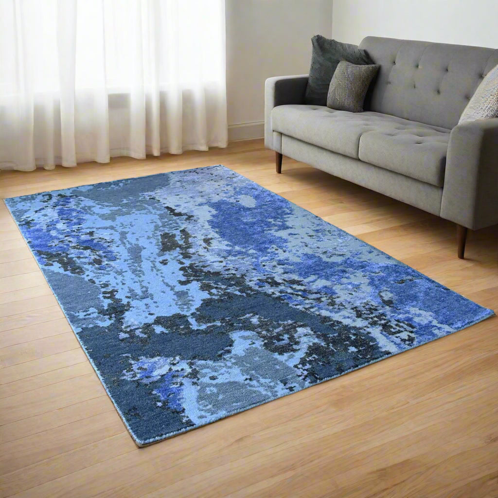 Hand Knotted Bamboo Silk and Wool Area Rug - Assorted Colors and Sizes