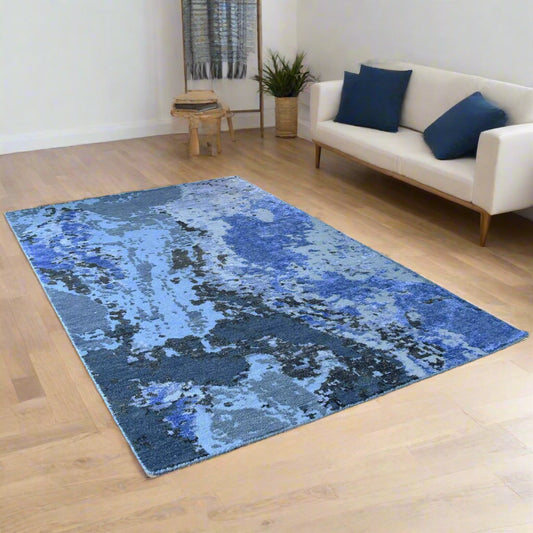 Hand Knotted Bamboo Silk and Wool Area Rug - Assorted Colors and Sizes