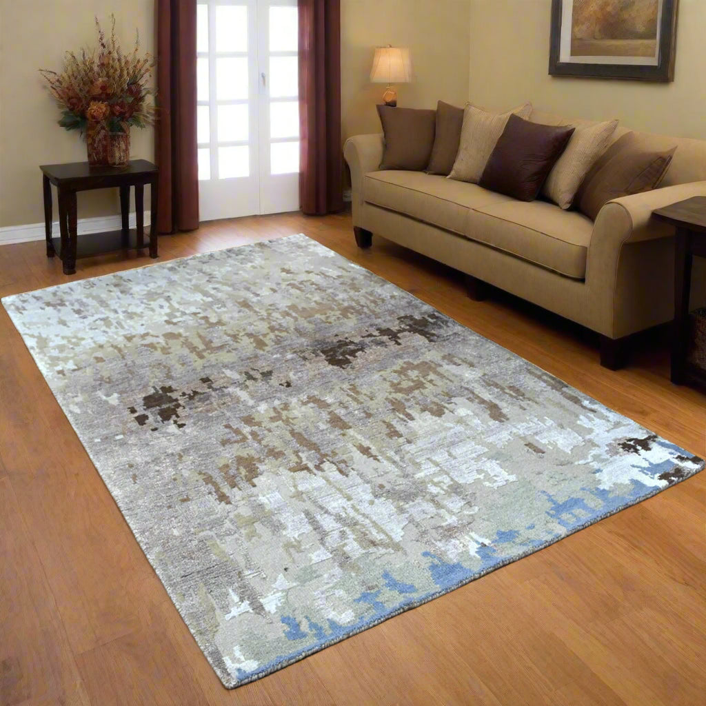 Hand Knotted Bamboo Silk and Wool Area Rug - Assorted Colors and Sizes