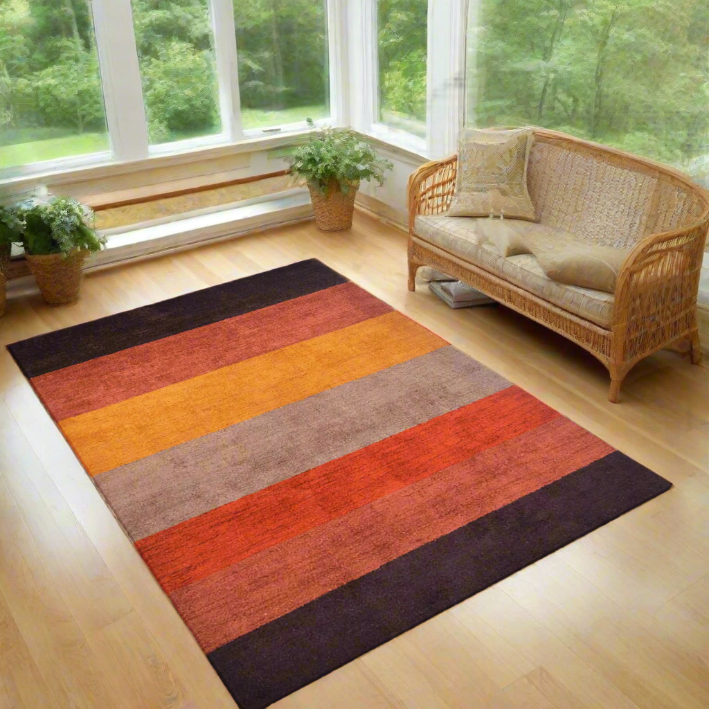 Solids, Stripes & Subtle Patterns Collection: Hand Knotted Loom Silk Area Rugs (Assorted Colors, Patterns and Sizes)