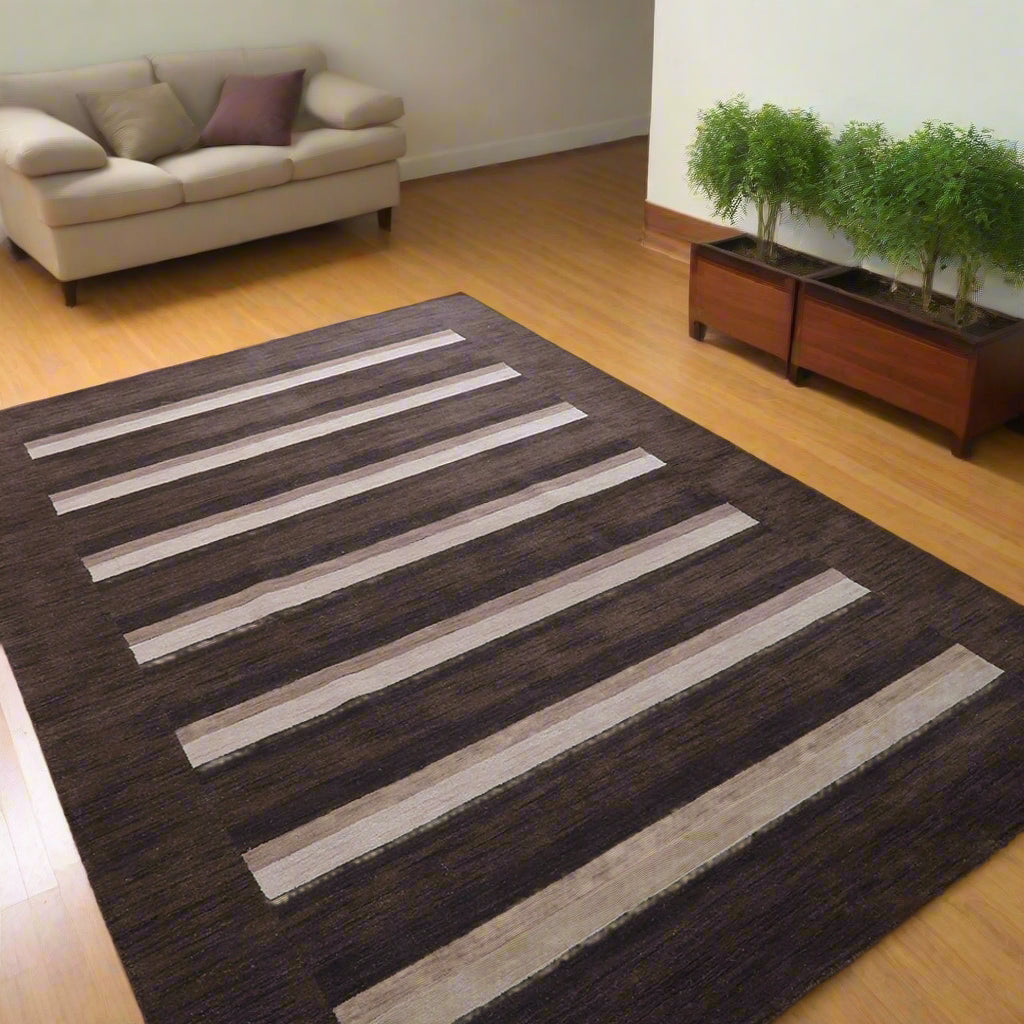 Graphic Stripes Collection: Hand Knotted Loom Wool Area Rugs (Assorted Colors , Patterns and Sizes)