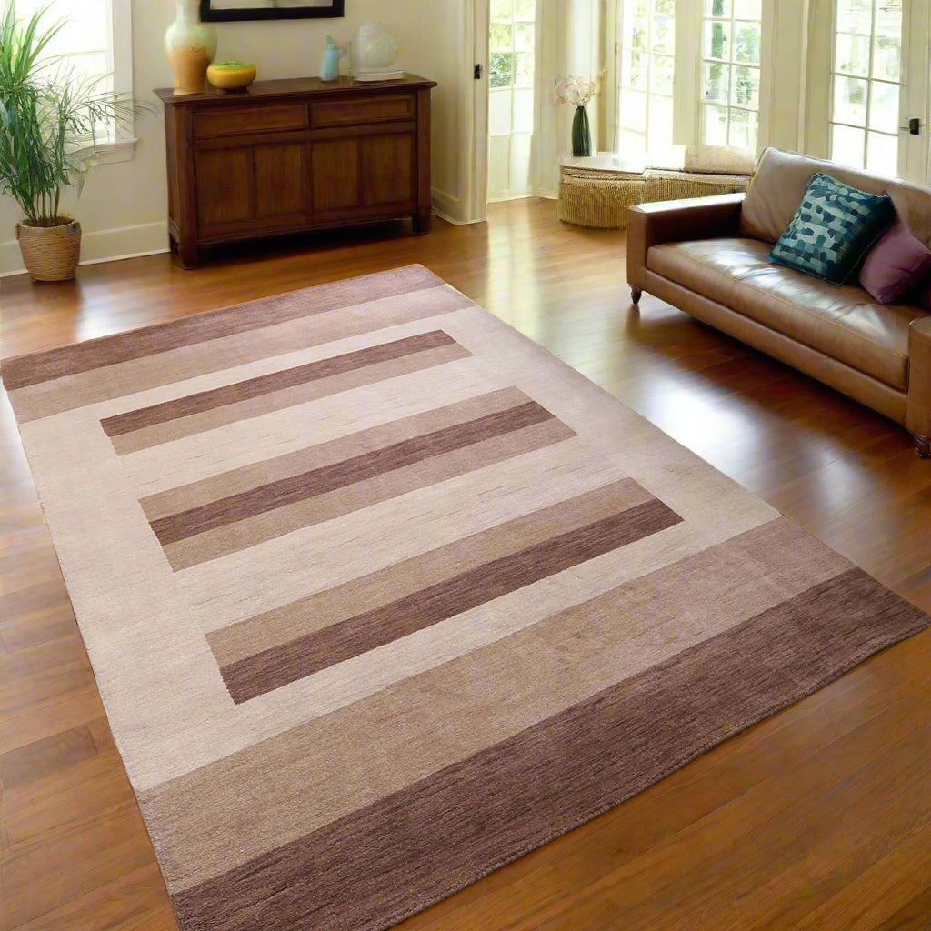 Graphic Stripes Collection: Hand Knotted Loom Wool Area Rugs (Assorted Colors , Patterns and Sizes)