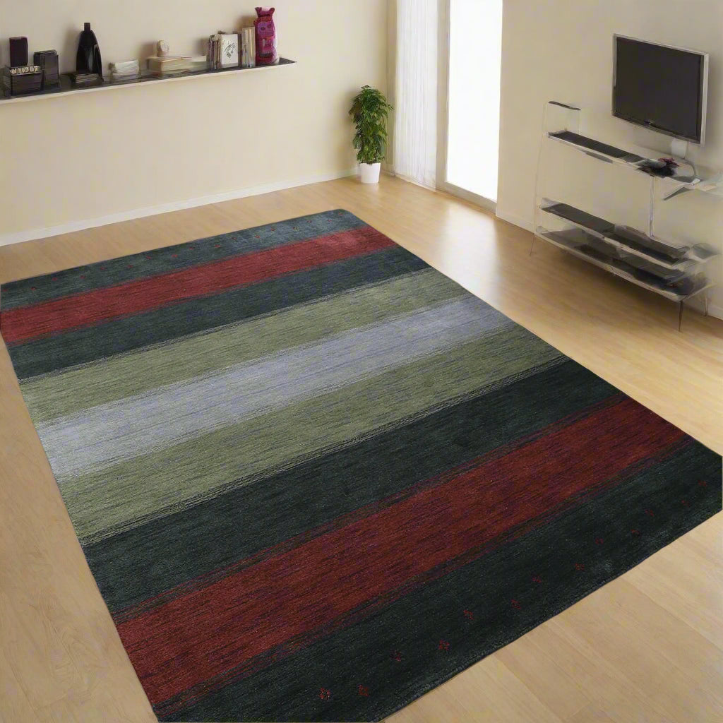 Graphic Stripes Collection: Hand Knotted Loom Wool Area Rugs (Assorted Colors , Patterns and Sizes)