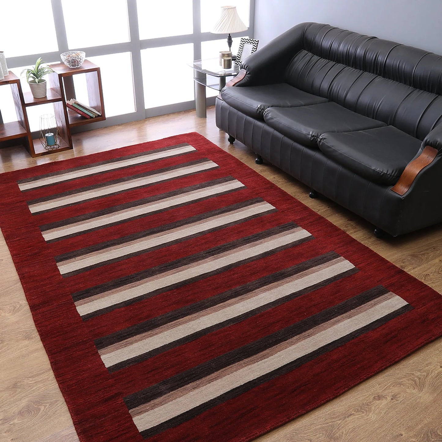 Graphic Stripes Collection: Hand Knotted Loom Wool Area Rugs (Assorted Colors , Patterns and Sizes)