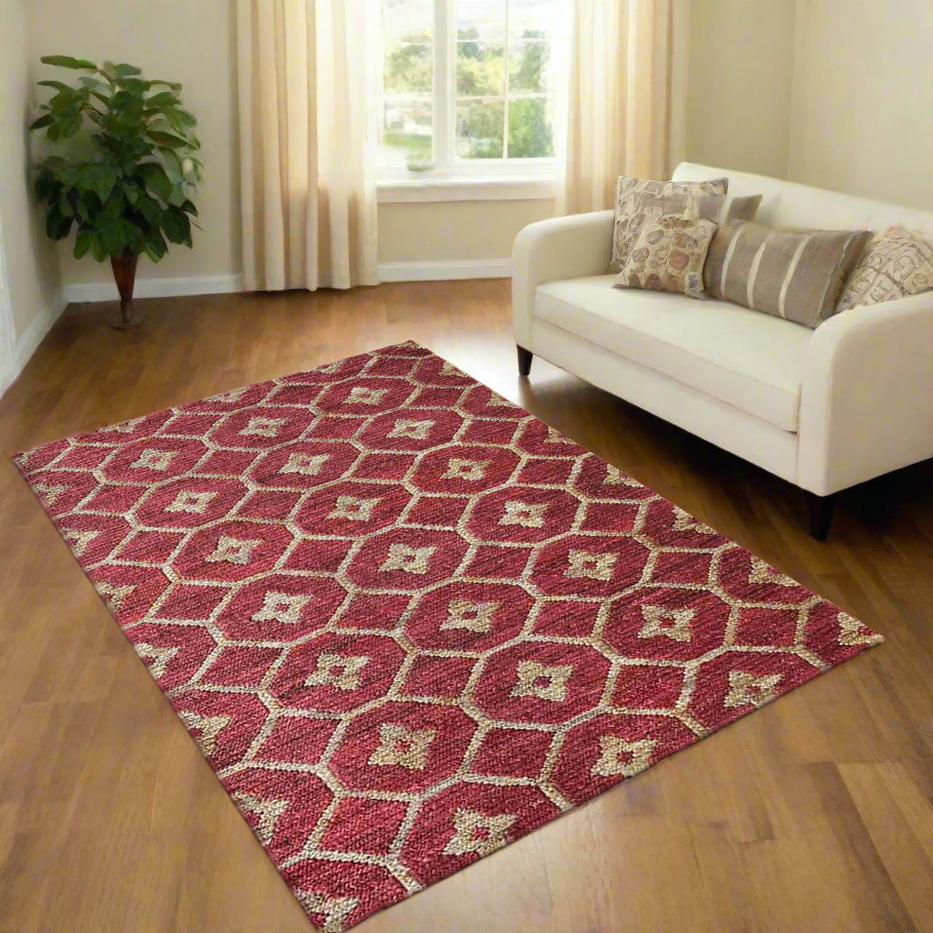 Hand Knotted Sumak Jute Floral Area Rug Floral