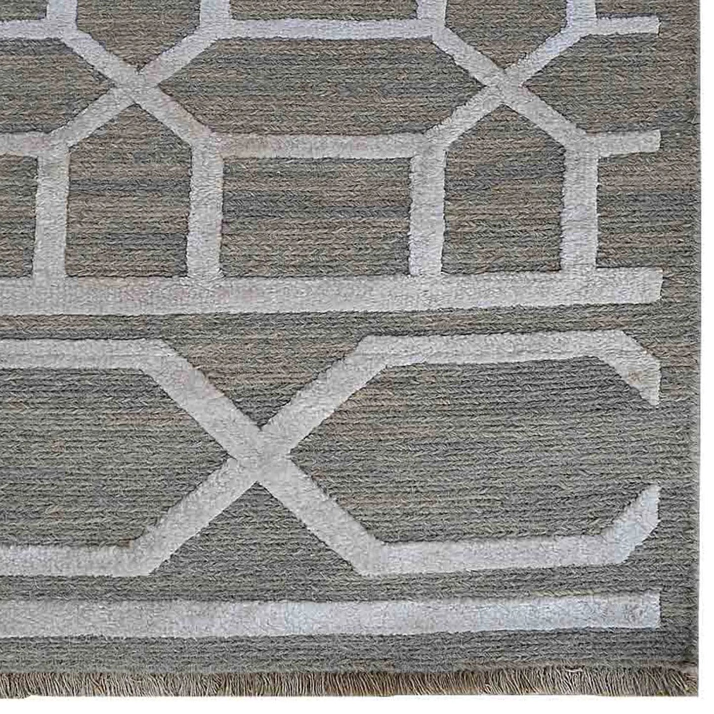 Hand Knotted Sumak Silk And Wool Geometric Area Rug - 8' x 10'