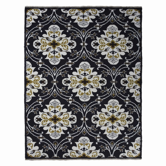 Hand Knotted Sumak Wool Floral Area Rug - 6' x 9'