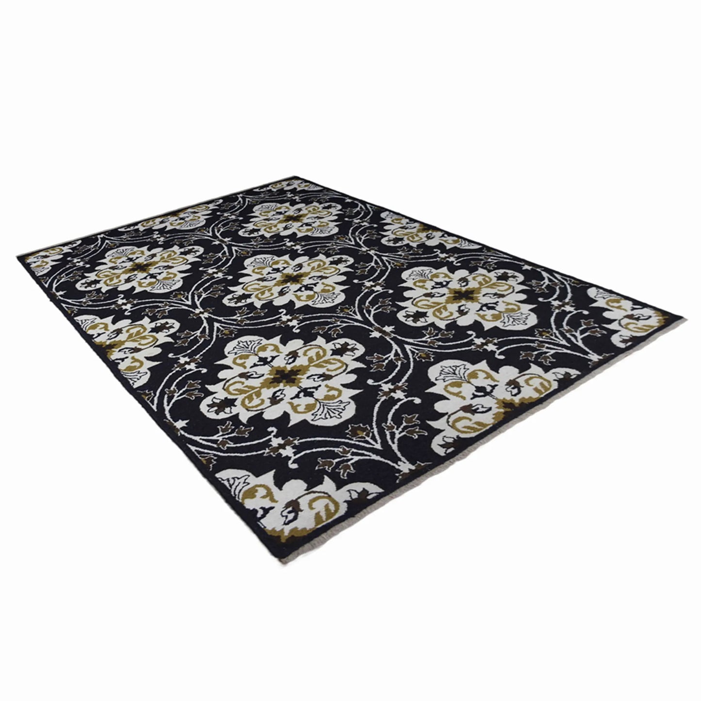 Hand Knotted Sumak Wool Floral Area Rug - 6' x 9'