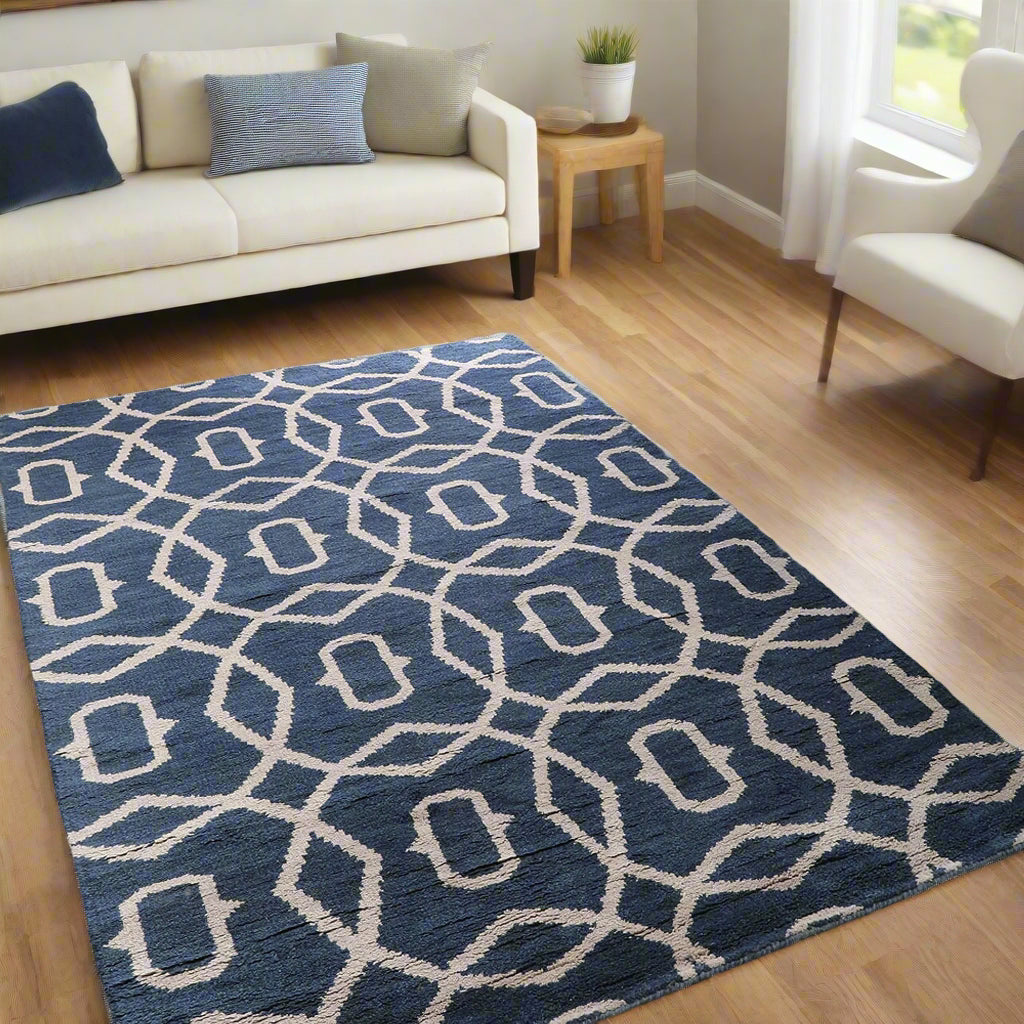 Rugsotic Carpets Hand Knotted Wool Area Rug Geometric