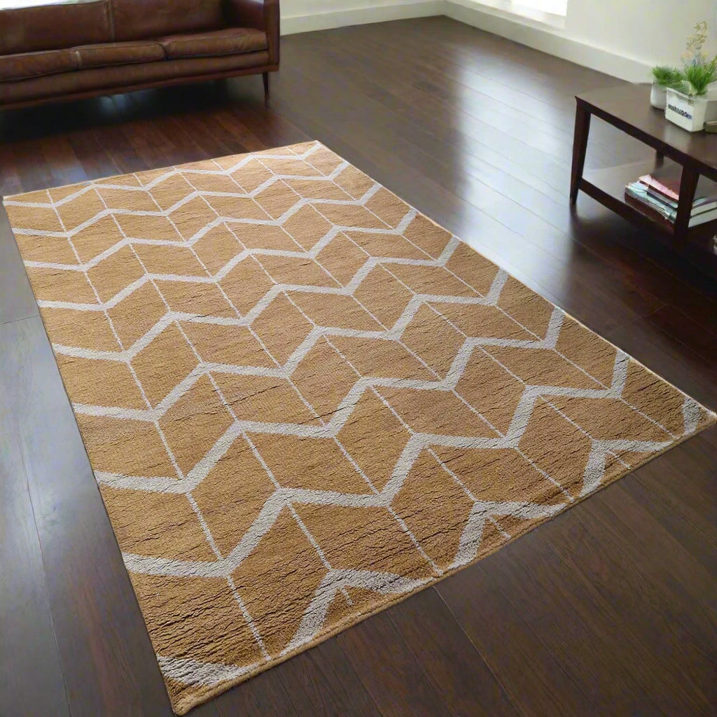 Rugsotic Carpets Hand Knotted Wool Area Rug Geometric