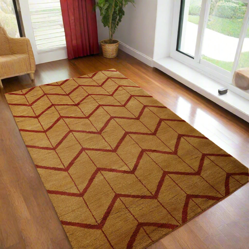 Rugsotic Carpets Hand Knotted Wool Area Rug Geometric