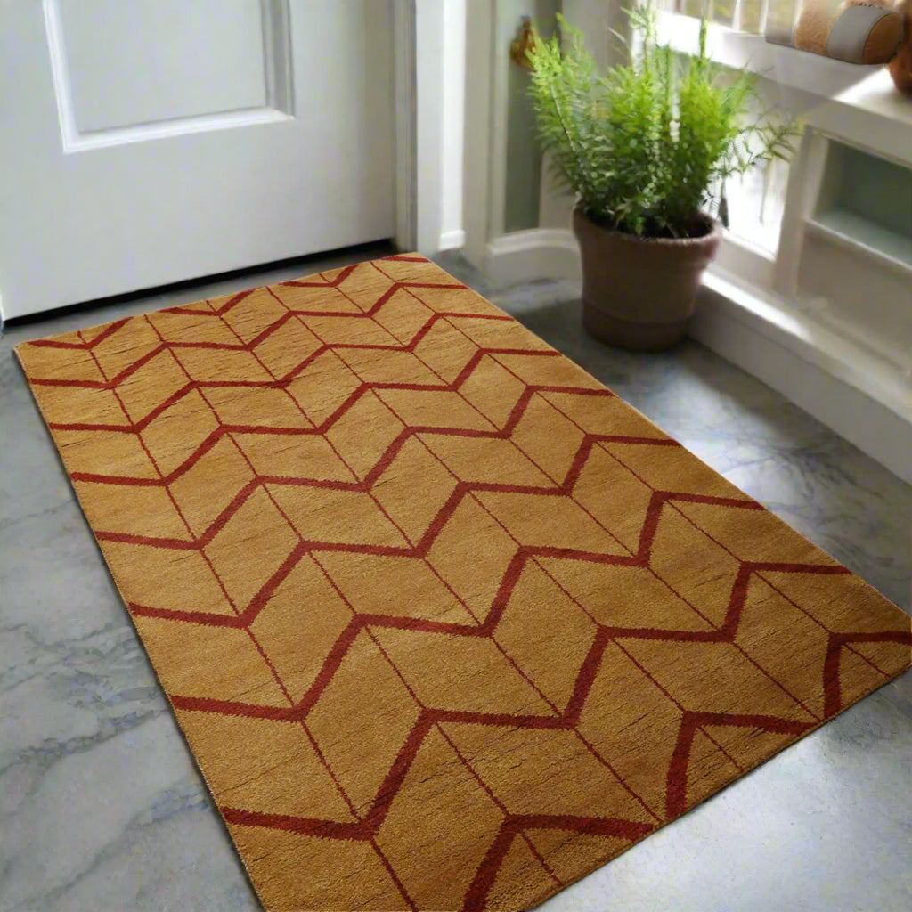 Rugsotic Carpets Hand Knotted Wool Area Rug Geometric