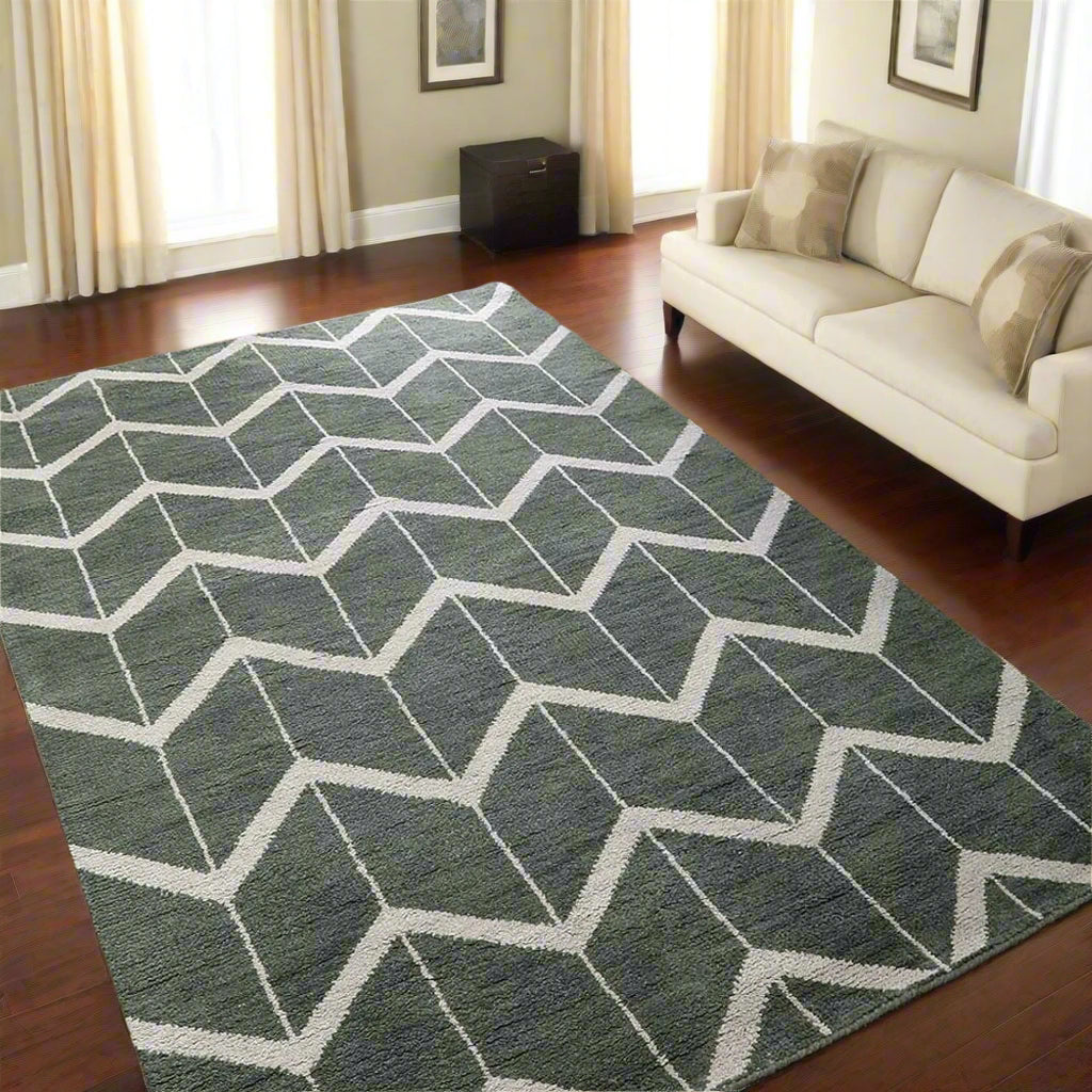 Rugsotic Carpets Hand Knotted Wool Area Rug Geometric