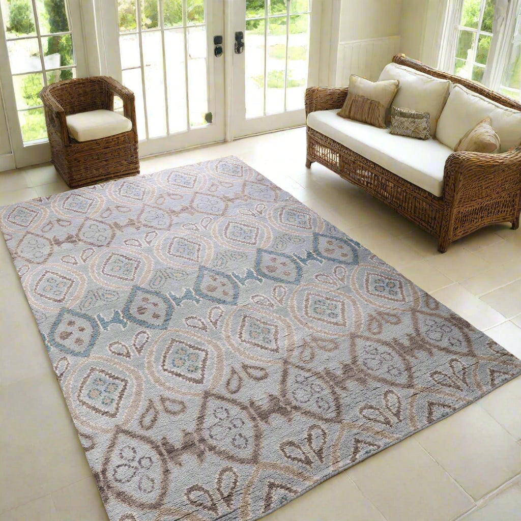 Rugsotic Carpets Hand Knotted Wool Area Rug Geometric