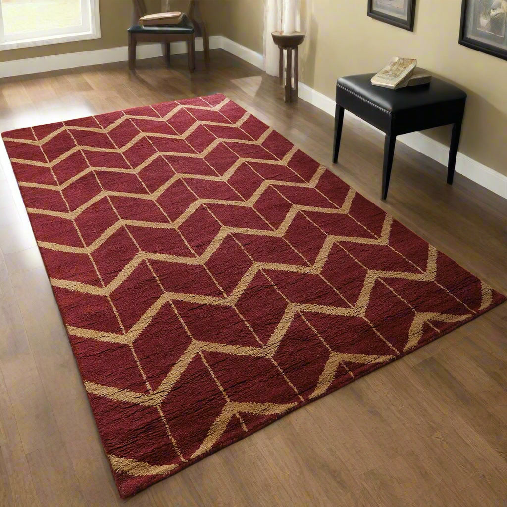 Rugsotic Carpets Hand Knotted Wool Area Rug Geometric