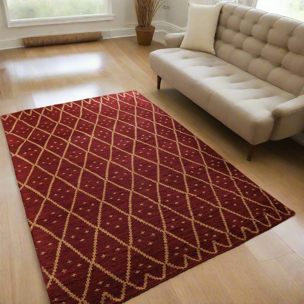 Rugsotic Carpets Hand Knotted Wool Area Rug Geometric