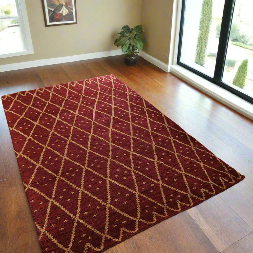 Rugsotic Carpets Hand Knotted Wool Area Rug Geometric