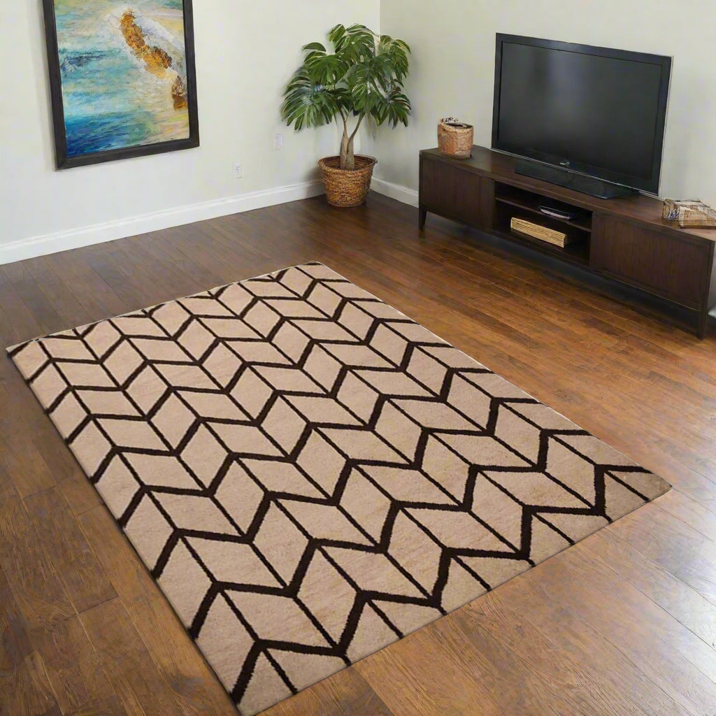 Rugsotic Carpets Hand Knotted Wool Area Rug Geometric