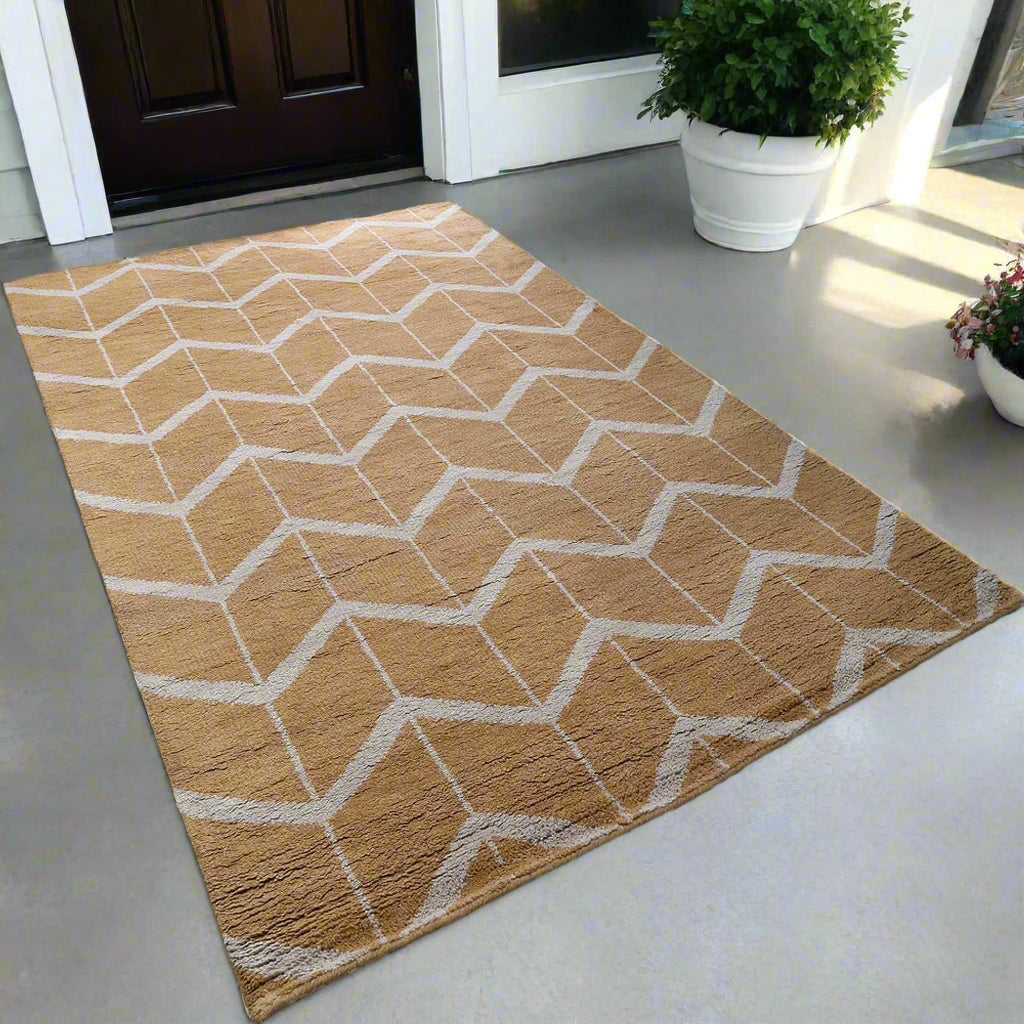 Rugsotic Carpets Hand Knotted Wool Area Rug Geometric