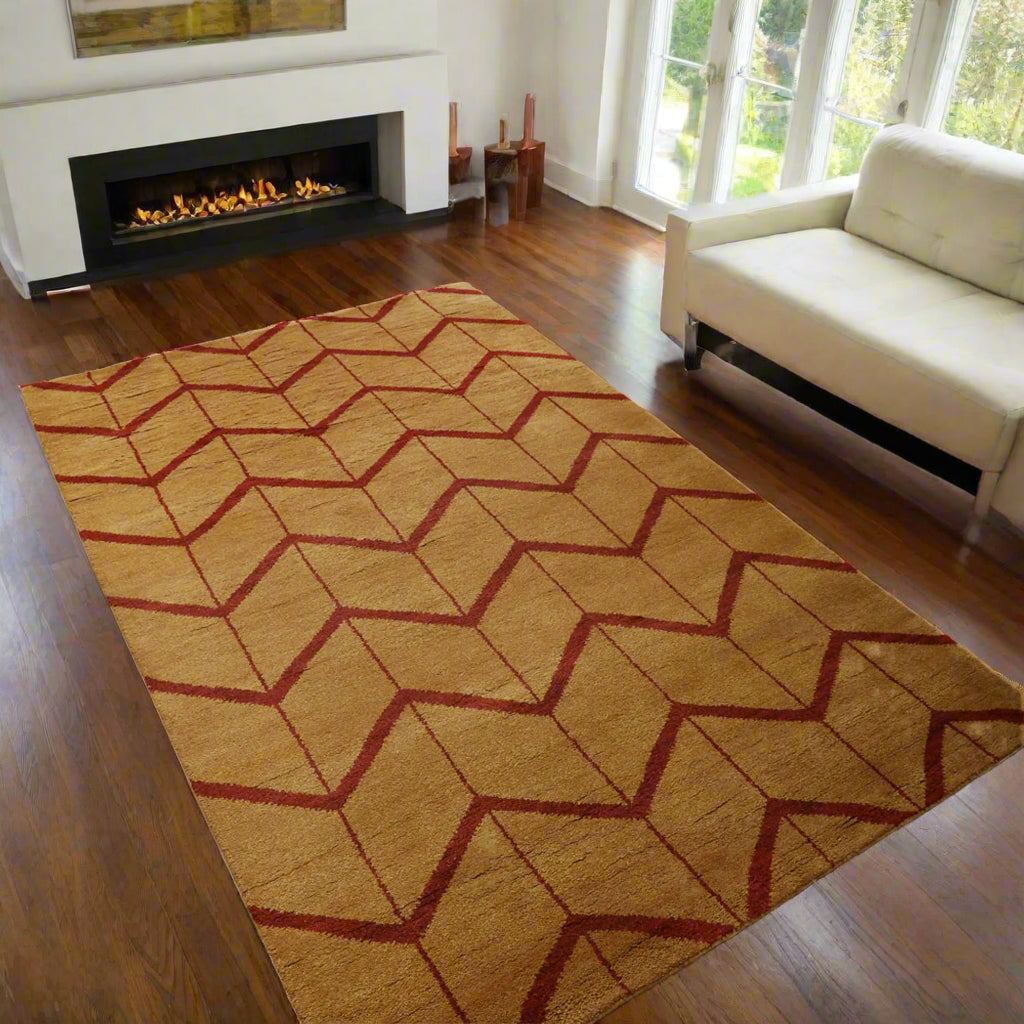 Rugsotic Carpets Hand Knotted Wool Area Rug Geometric