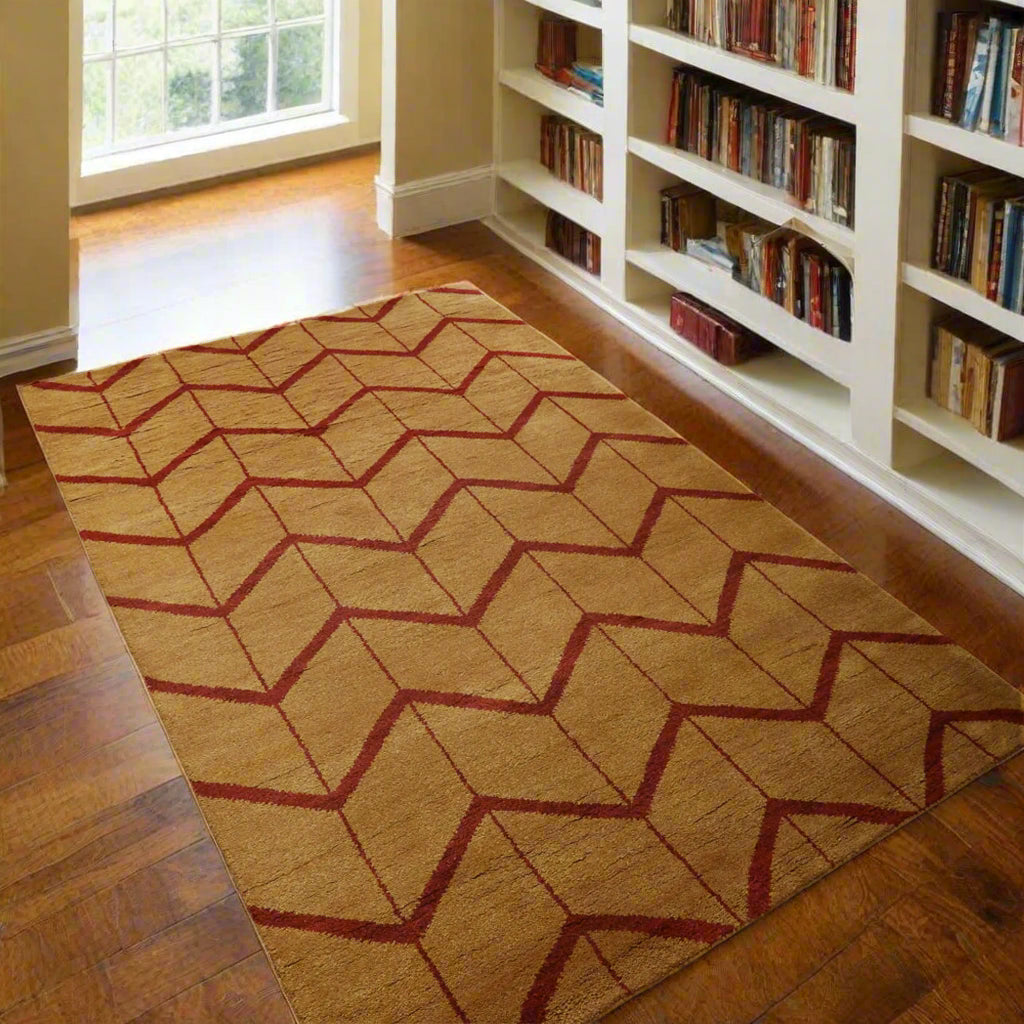 Rugsotic Carpets Hand Knotted Wool Area Rug Geometric