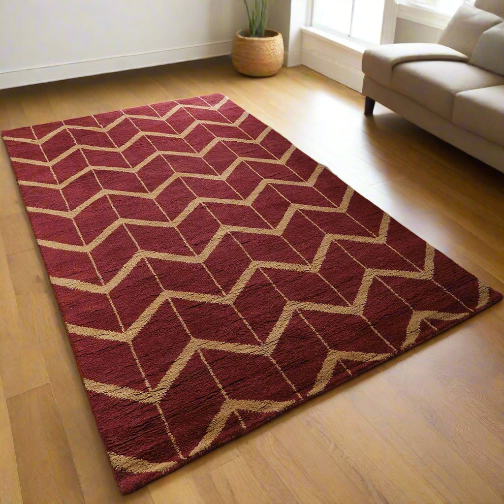 Rugsotic Carpets Hand Knotted Wool Area Rug Geometric