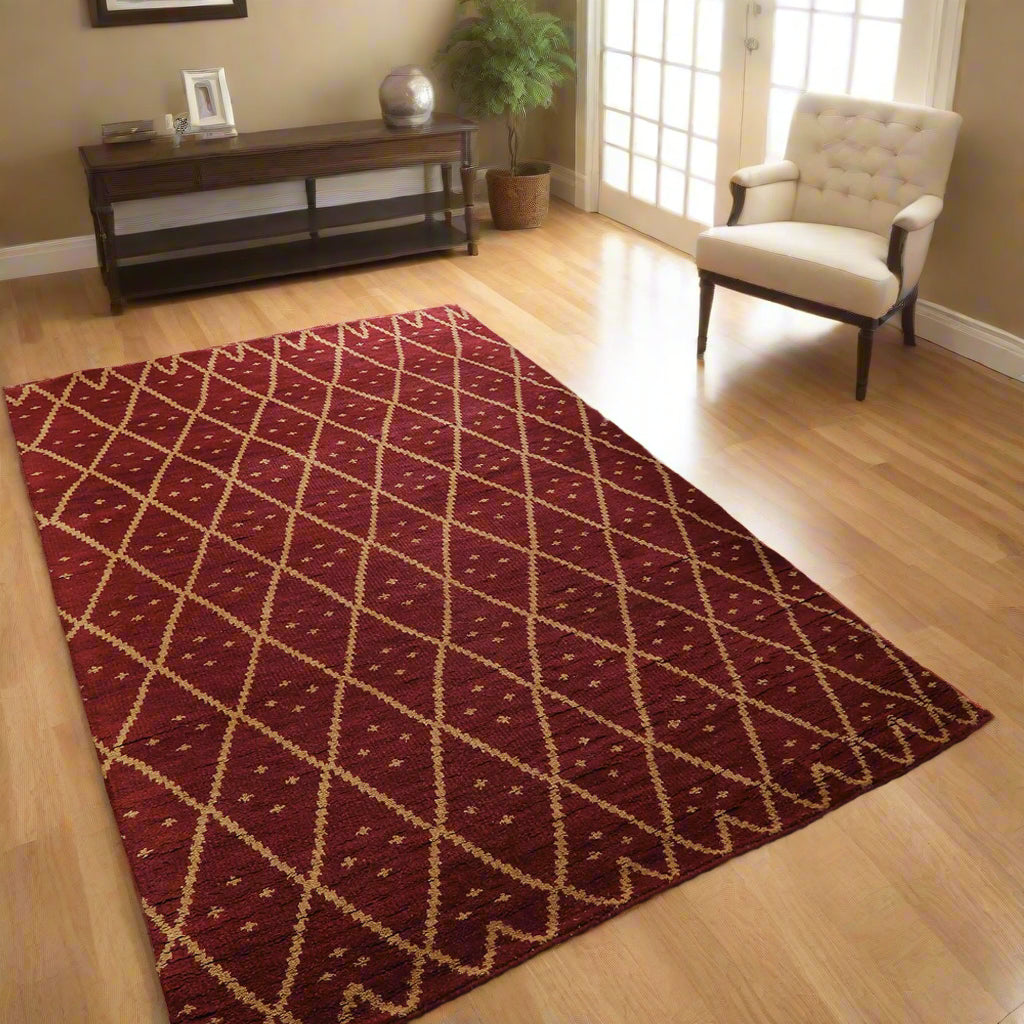 Rugsotic Carpets Hand Knotted Wool Area Rug Geometric