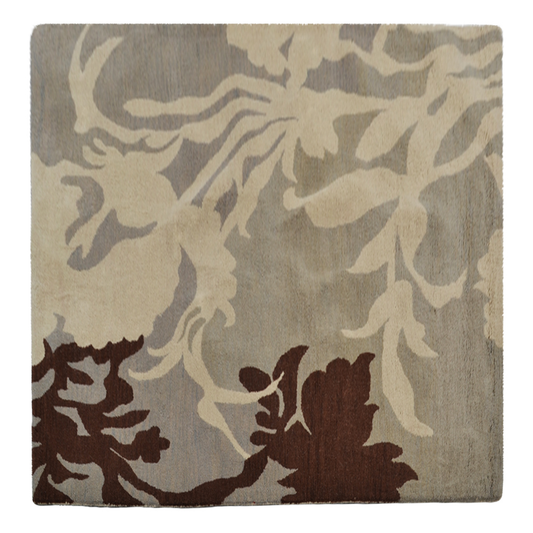 Collection: Square Hand Tufted Wool Floral Area Rugs