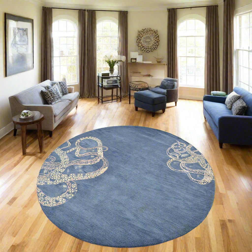 Collection: Round Hand Tufted Wool Contemporary Area Rugs