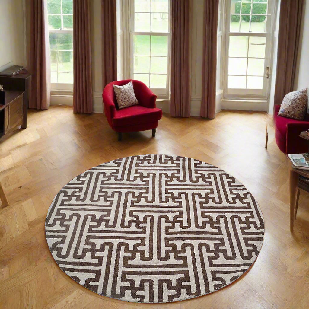 Collection: Round Hand Tufted Wool Contemporary Area Rugs