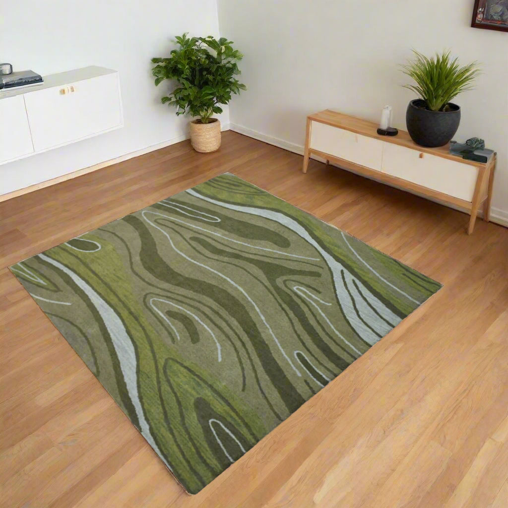 Square Hand Tufted Wool Abstract Area Rug