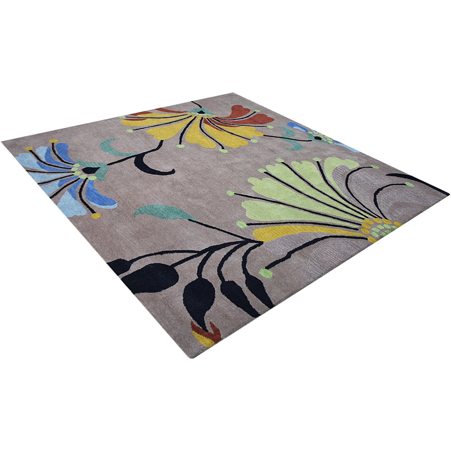 Florals Collection: Square Hand Tufted Wool Area Rugs