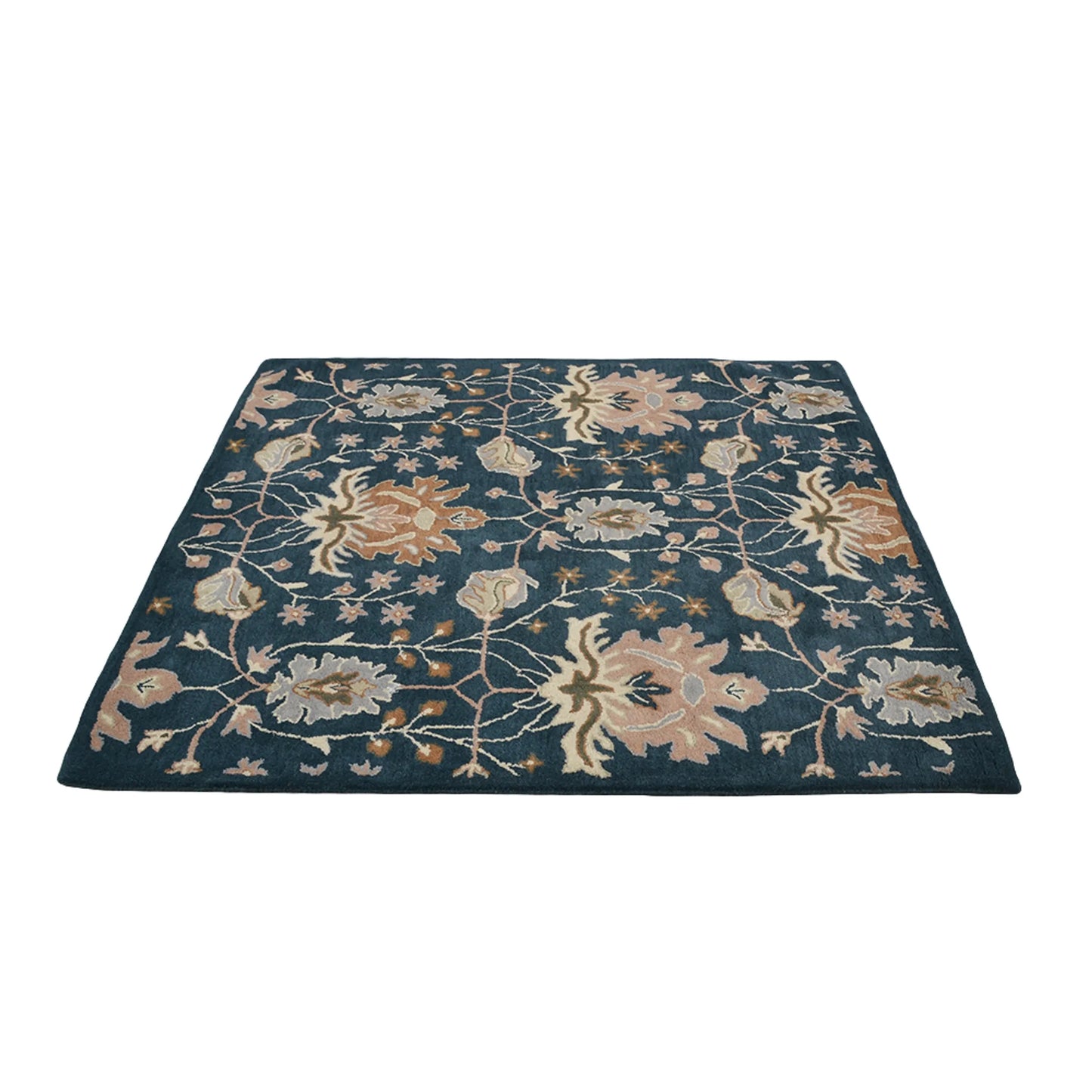 Square Hand Tufted Wool Floral Area Rug