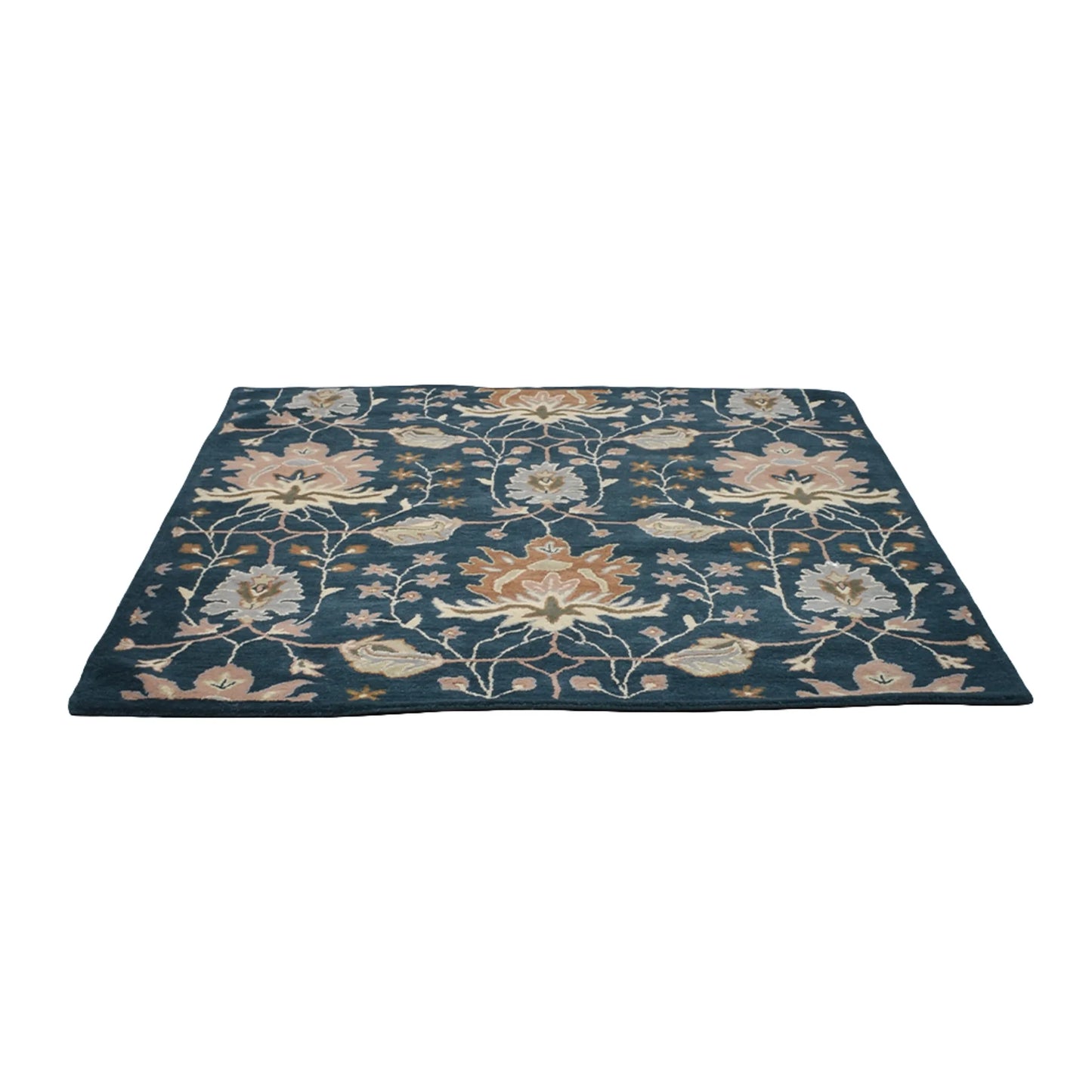 Square Hand Tufted Wool Floral Area Rug