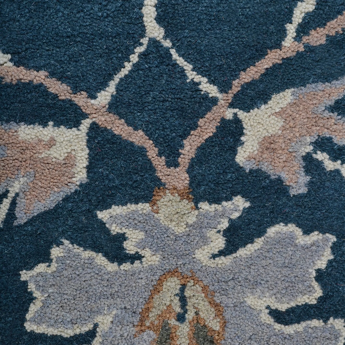 Square Hand Tufted Wool Floral Area Rug