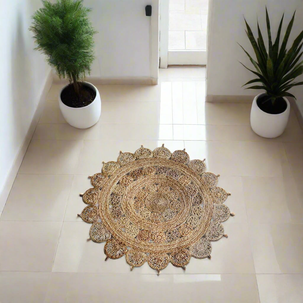 Splendid Circular Collection: Hand Woven Round Jute Area Rugs (Assorted Sizes and Colors)