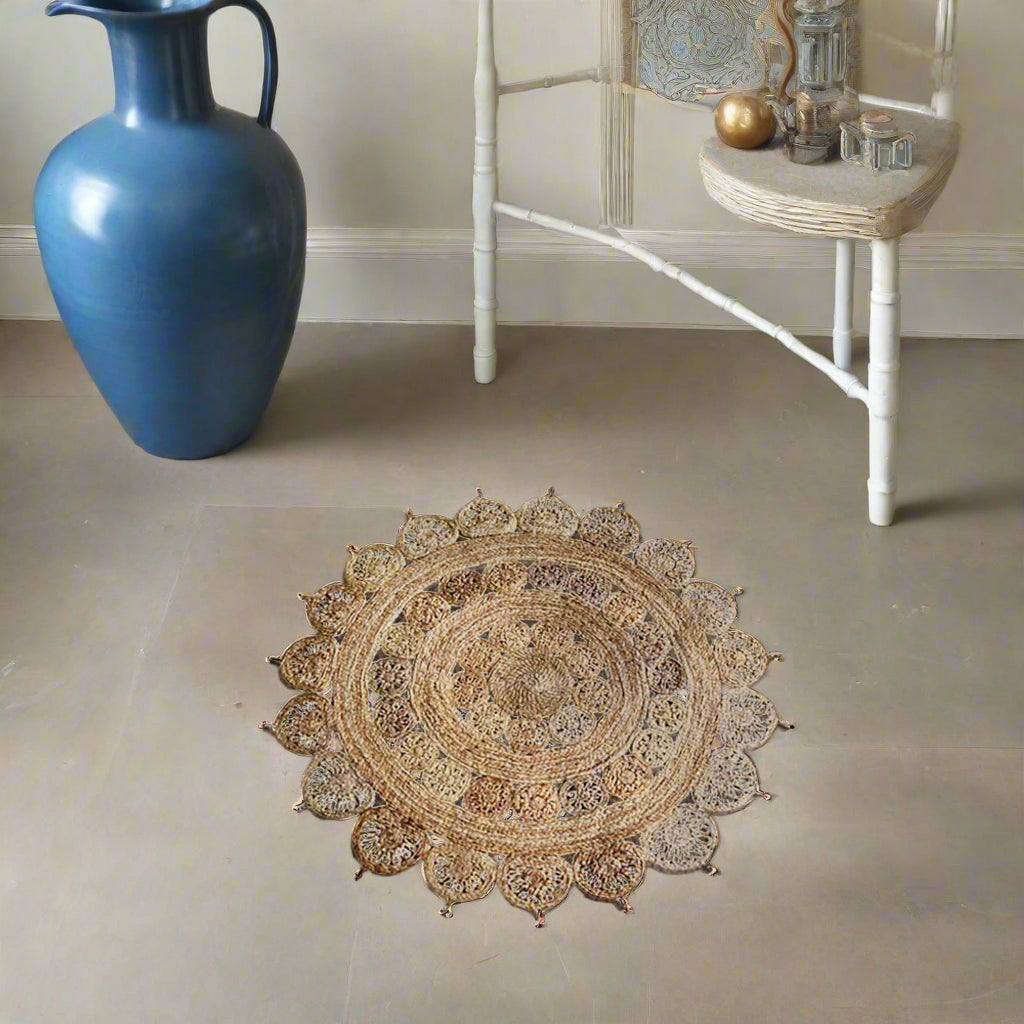 Splendid Circular Collection: Hand Woven Round Jute Area Rugs (Assorted Sizes and Colors)