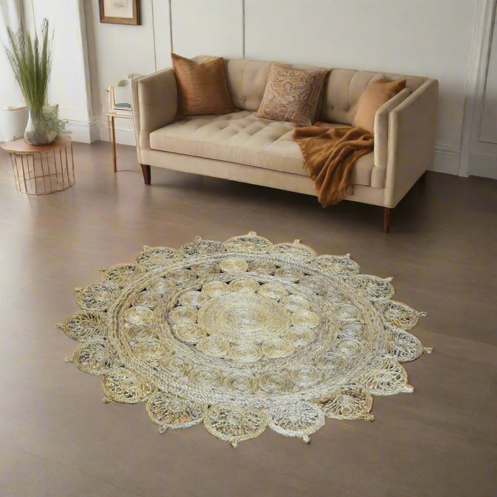 Splendid Circular Collection: Hand Woven Round Jute Area Rugs (Assorted Sizes and Colors)