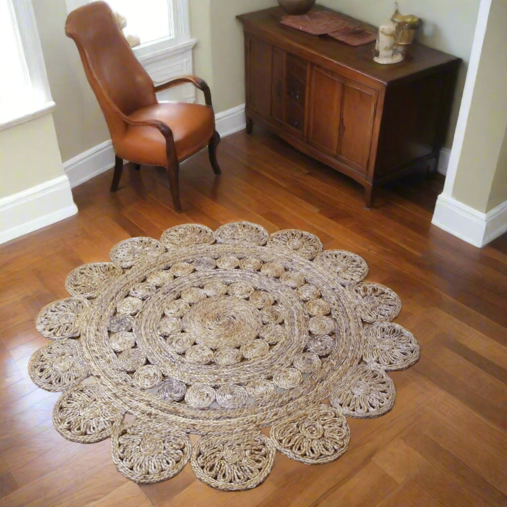 Splendid Circular Collection: Hand Woven Round Jute Area Rugs (Assorted Sizes and Colors)