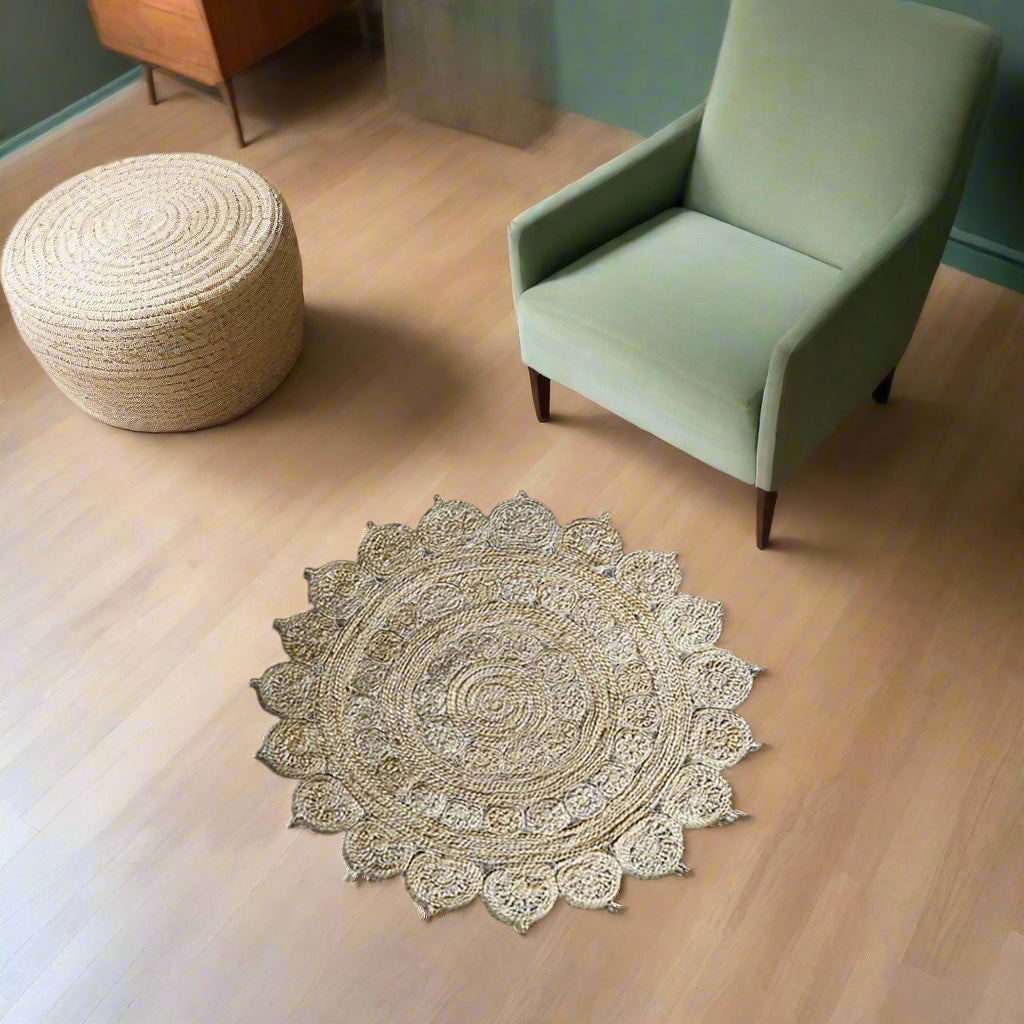 Splendid Circular Collection: Hand Woven Round Jute Area Rugs (Assorted Sizes and Colors)