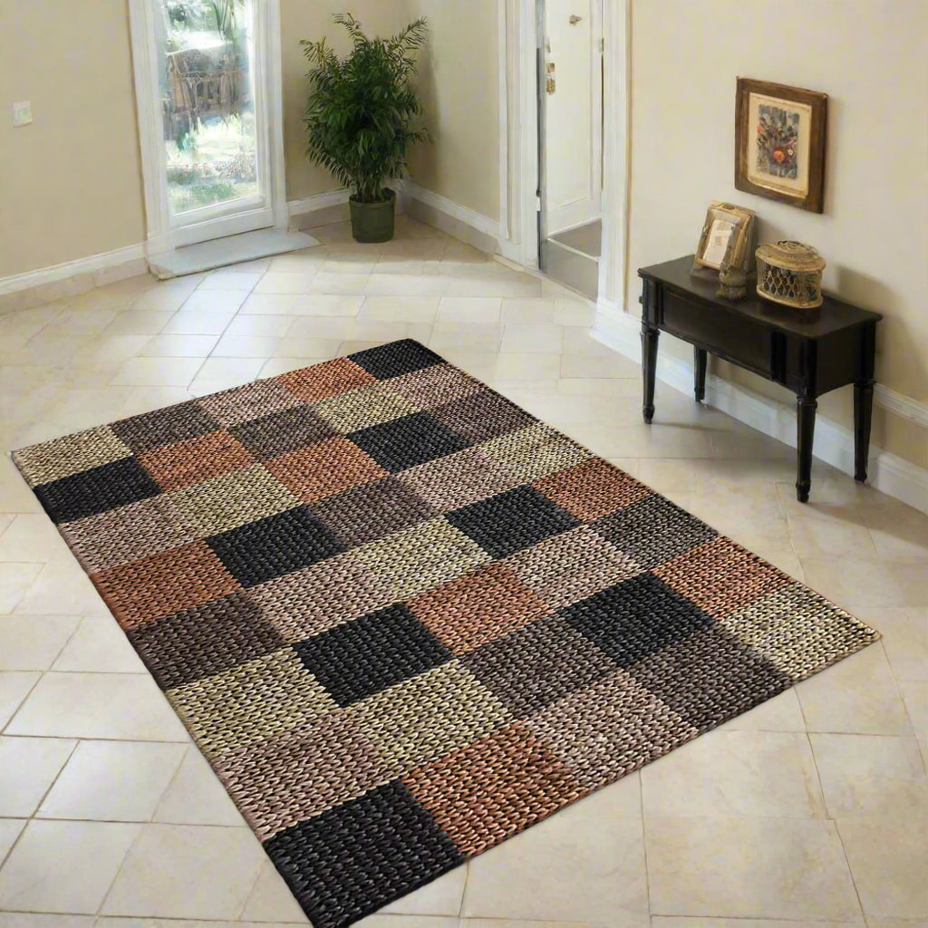 Hand Woven Jute Geometric Area Rug Geometric