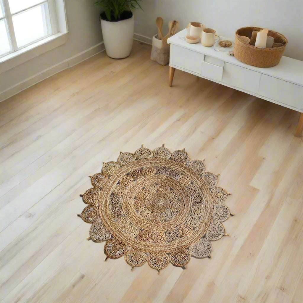 Splendid Circular Collection: Hand Woven Round Jute Area Rugs (Assorted Sizes and Colors)