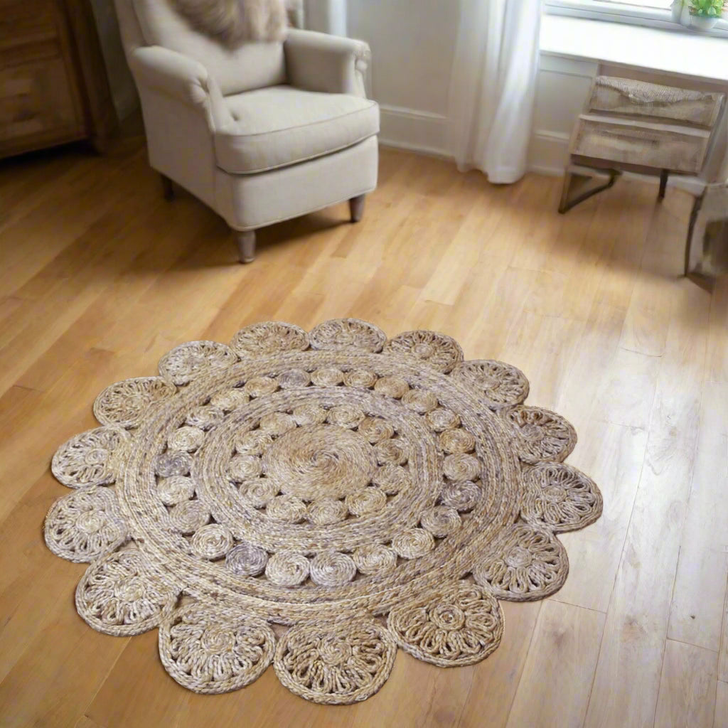 Splendid Circular Collection: Hand Woven Round Jute Area Rugs (Assorted Sizes and Colors)