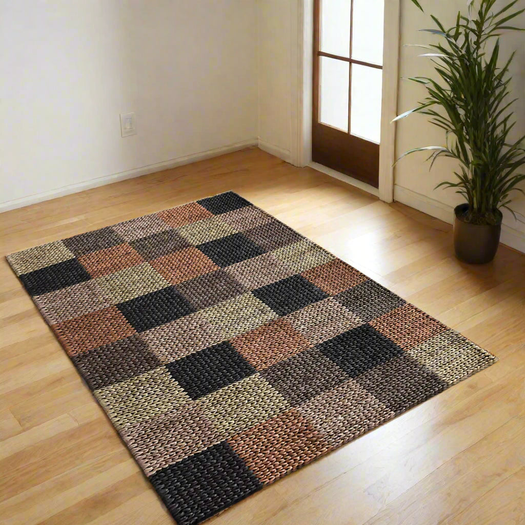 Hand Woven Jute Geometric Area Rug Geometric