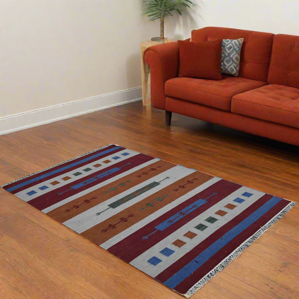 Bold Contemporaries Collection: Hand Woven Flat Weave Kilim Wool Area Rugs (Assorted Colors, Patterns and Sizes)